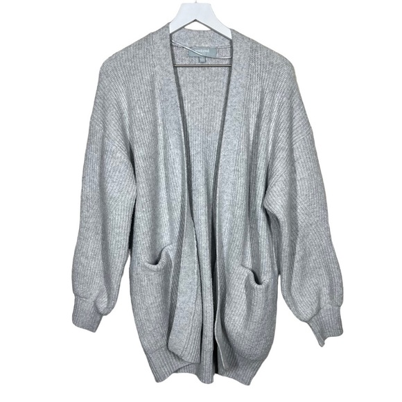Weekend Los Angeles Women’s Heather Grey Ribbed Knit Cardigan Size Small Slouchy - Picture 1 of 12